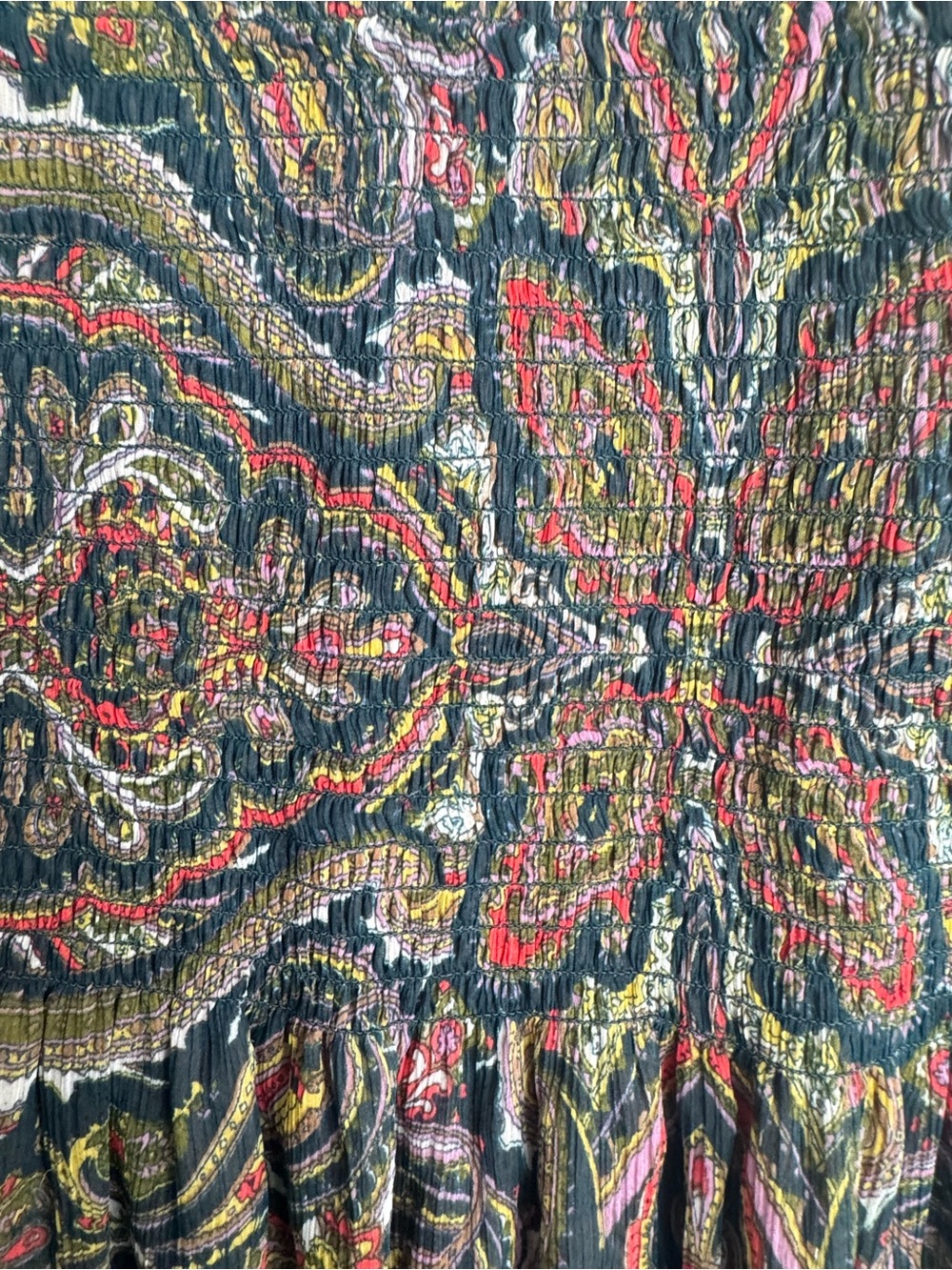 Free People Paisley Floral Smocked Boho Babydoll Tunic Top M - Picture 4 of 7